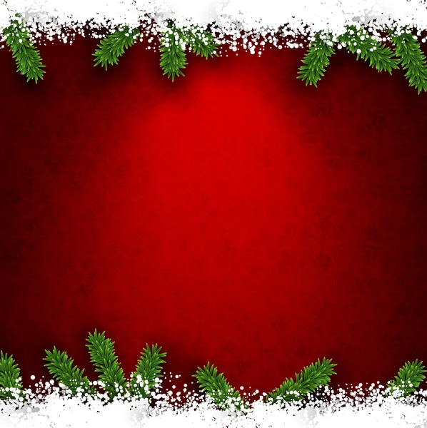 Fir and snow christmas frame. — Stock Vector