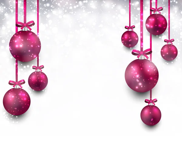 Achtergrond met magenta kerstballen. — Stockvector