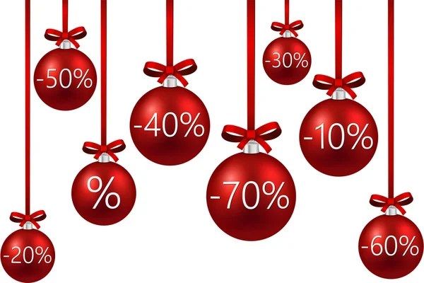 Verkoop achtergrond met kerstballen. — Stockvector