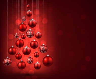 Kırmızı Noel toplarıyla Noel ağacı. 