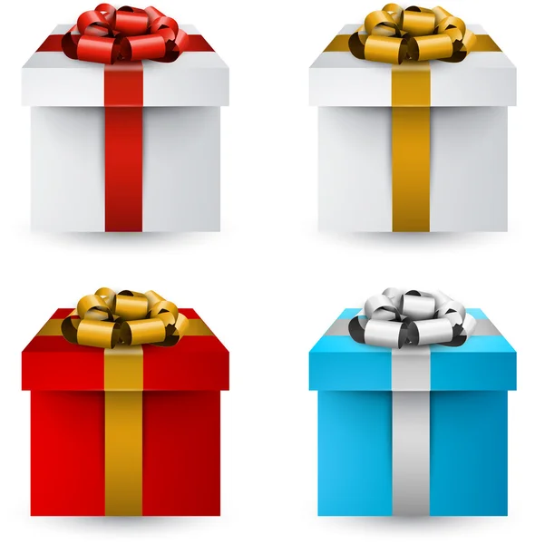 Set van realistische 3d geschenk dozen. — Stockvector