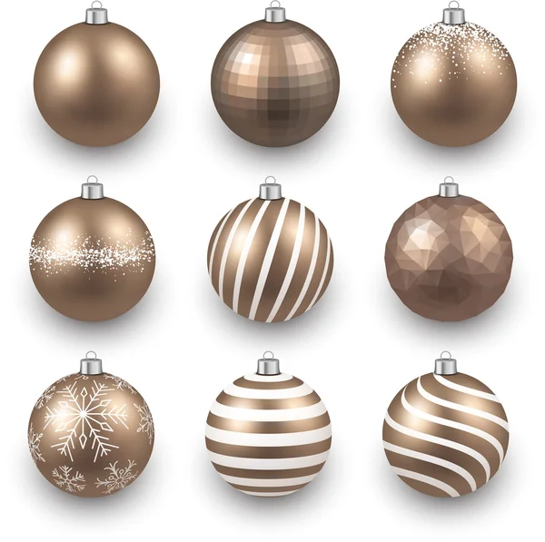 Set of realistic gold christmas balls. — Stock Vector