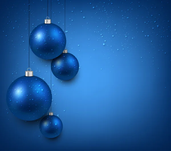 Hintergrund mit blauen Weihnachtskugeln. — Stockvektor