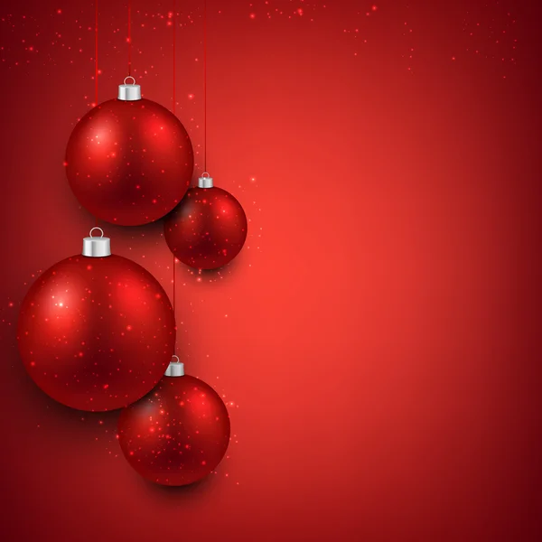 Фон с красными рождественскими шарами . — стоковый вектор