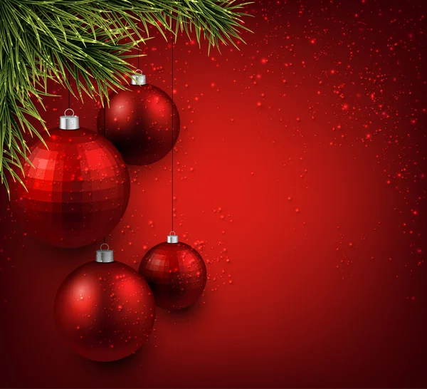 Achtergrond met rode kerstballen. — Stockvector