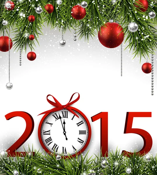 New year 2015 background with clock. — Stock Vector