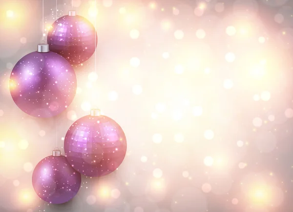Fondo dorado con bolas de Navidad púrpura . — Vector de stock
