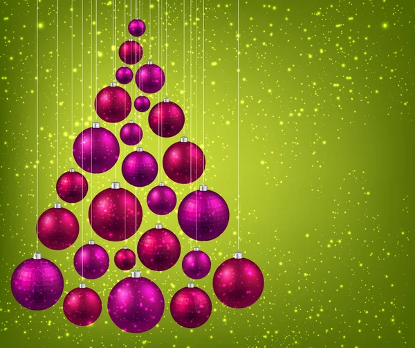 Árbol de Navidad con bolas de Navidad magenta . — Vector de stock