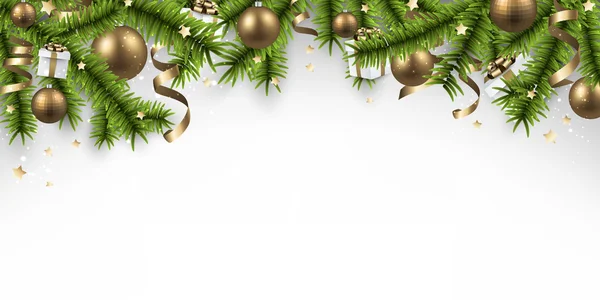 Banner de Natal com ramos de abeto . — Vetor de Stock