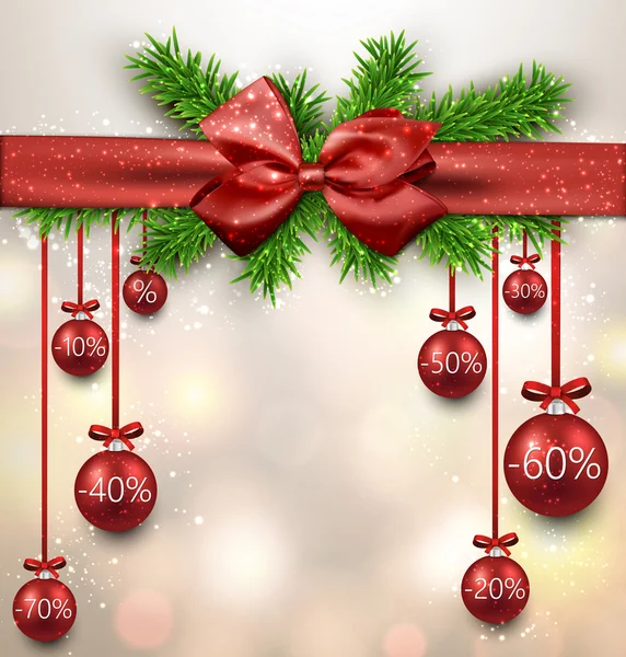 Försäljning bakgrund med julgranskulor. — Stock vektor