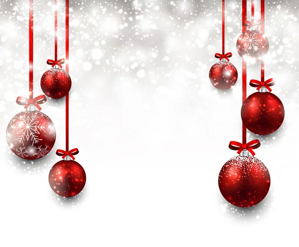 Arrière-plan avec boules de Noël rouges . — Image vectorielle