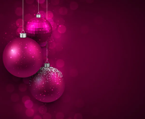 Background with magenta christmas balls. — Stock Vector