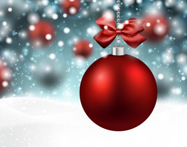 Kış arka plan üzerinde kırmızı baubles. 