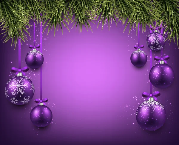 Pozadí s fialovým vánoční koule. — Stockový vektor