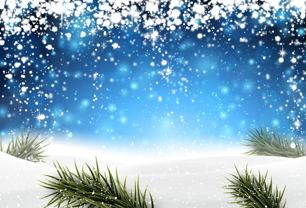 Jul bakgrund med snö. — Stock vektor