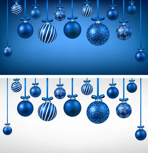 Oblouk pozadí s modrými vánoční koule. — Stockový vektor