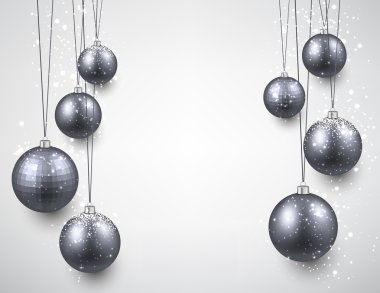 Kağıt arka plan gümüş Noel baubles ile. 