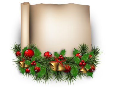 Çam çırpı ile Noel eski kağıt arka plan.