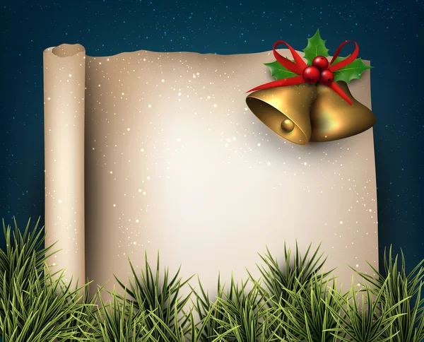 Çam çırpı ile Noel eski kağıt arka plan. — Stok Vektör