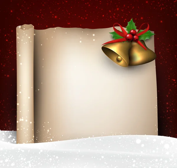 Karácsony régi papír háttér a hó. — Stock Vector