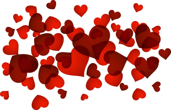 Valentine's background with red hearts. — Stock Vector