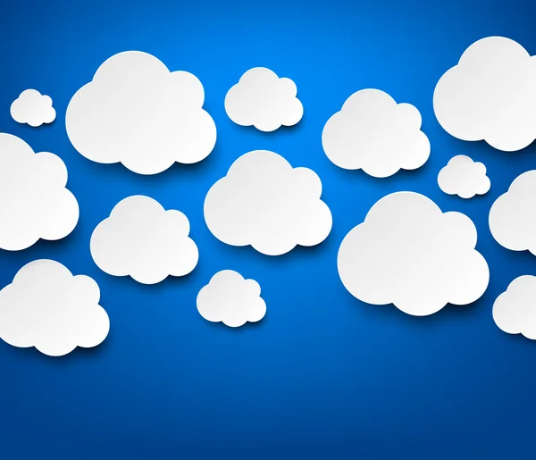 Papier witte wolken op blauw. — Stockvector