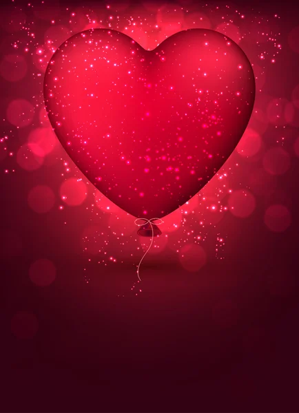 Klassieke magenta ballon hart achtergrond. — Stockvector