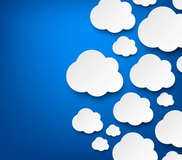 Papier nuages blancs sur bleu . — Image vectorielle