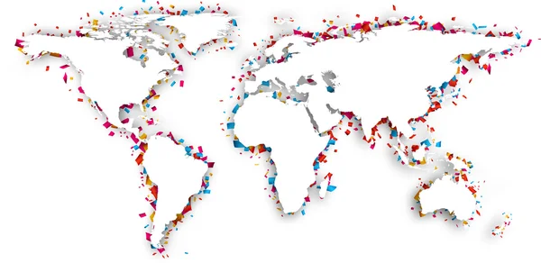 Παγκόσμιο χάρτη με κομφετί. — Διανυσματικό Αρχείο