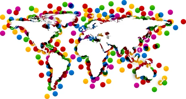 Carte du monde avec confettis . — Image vectorielle