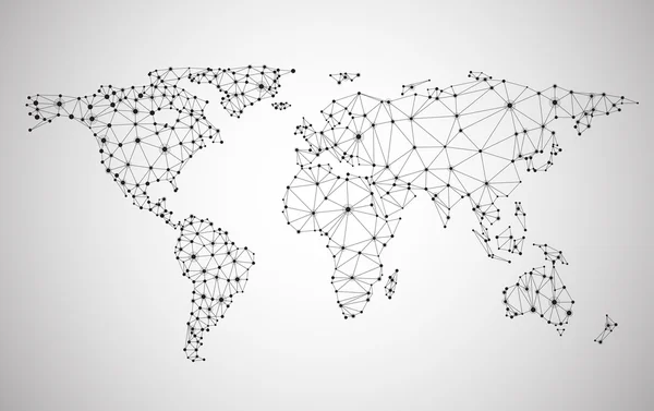 Rete di rete globale. Mappa della Terra . — Vettoriale Stock