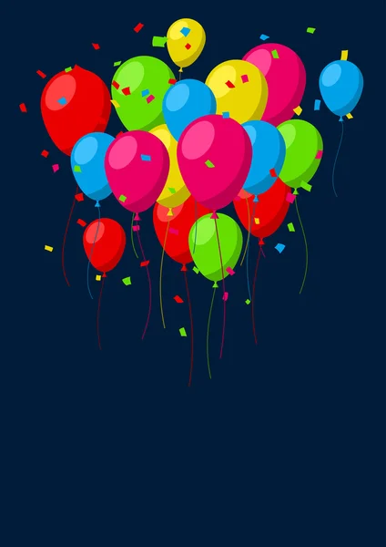 Hintergrund mit flachen Luftballons feiern. — Stockvektor