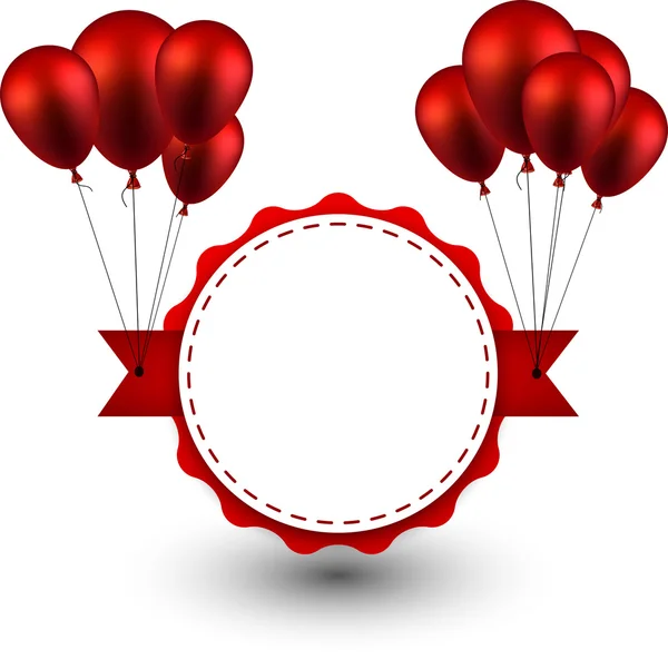 Premio nastro rosso sfondo con palloncini . — Vettoriale Stock