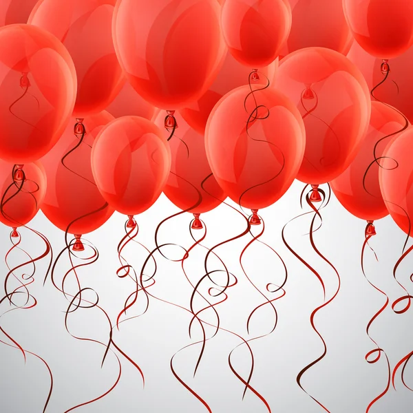 Celebra el fondo rojo con globos . — Vector de stock