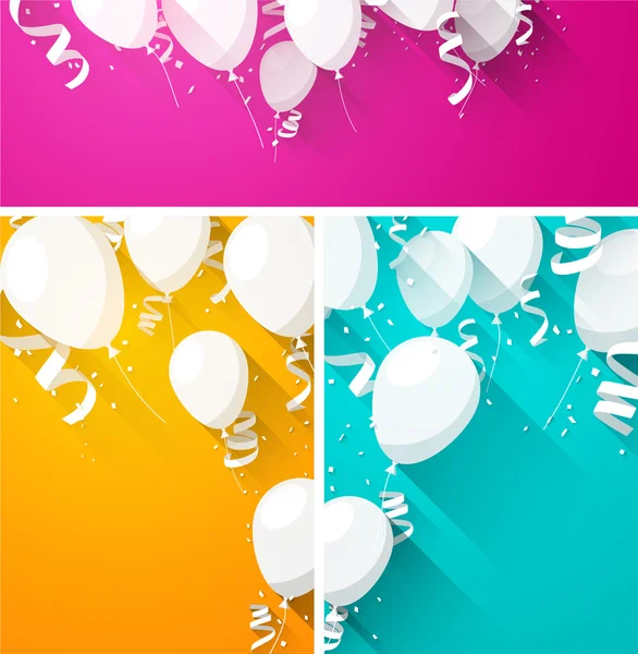 Celebra fondos con globos planos . — Vector de stock