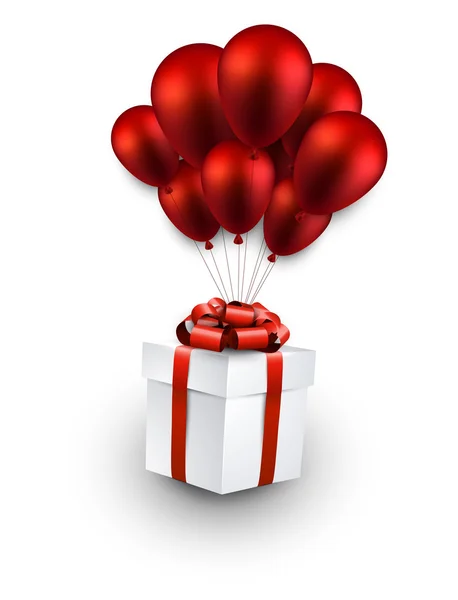 Kırmızı balonlar hediye kutusu. — Stok Vektör