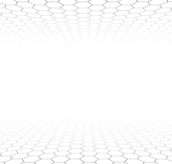 Perspective grid hexagonal surface. — Stock Vector