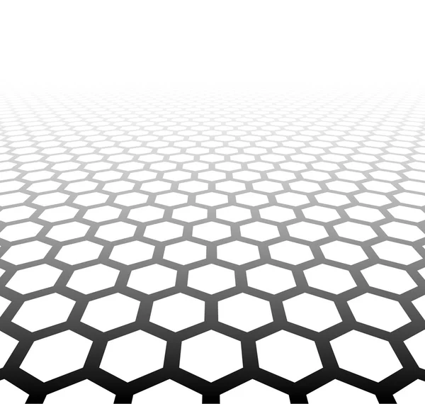 Perspectiva cuadrícula superficie hexagonal . — Vector de stock