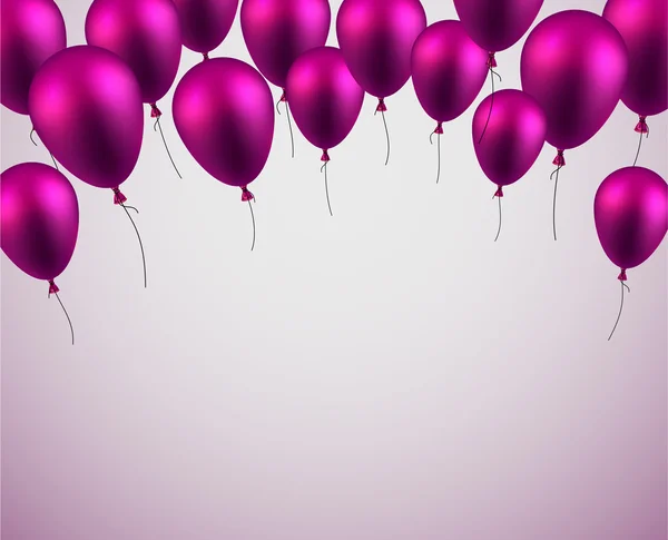 Fira bakgrund med lila ballonger. — Stock vektor