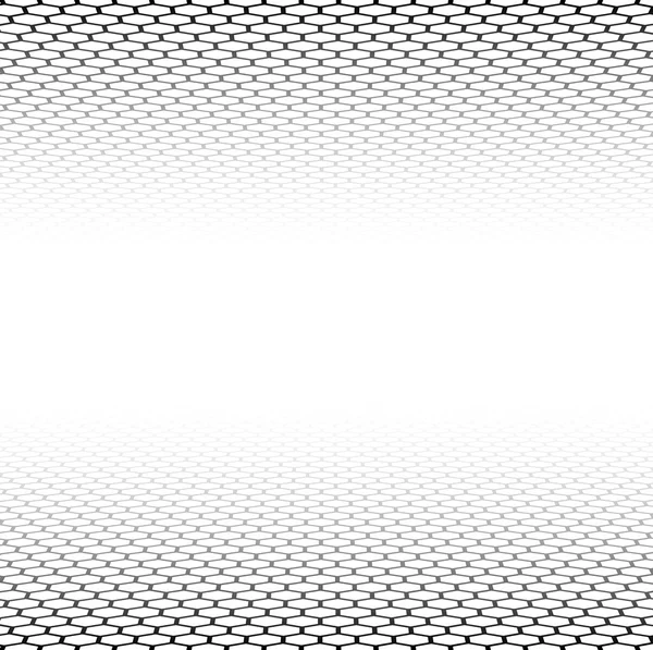 Perspectiva cuadrícula superficie hexagonal . — Vector de stock