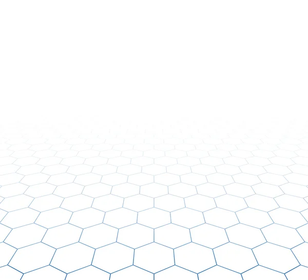 Perspective grid hexagonal surface. — Stock Vector