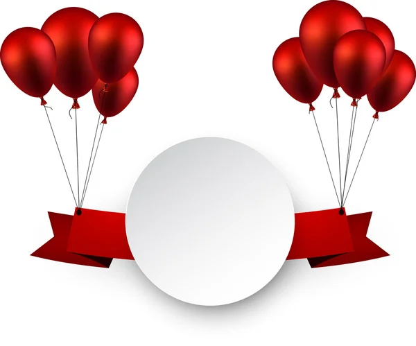 Celebra el fondo de cinta roja con globos . — Archivo Imágenes Vectoriales