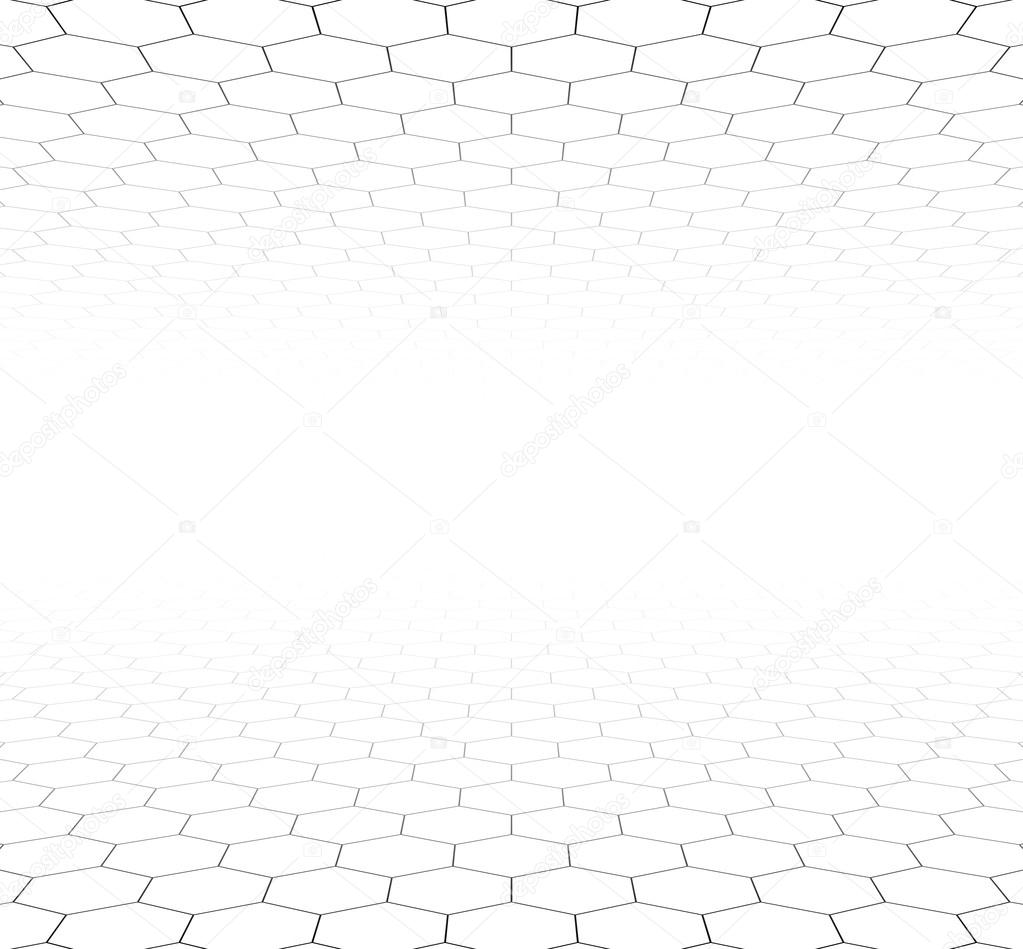 Perspective grid hexagonal surface. 