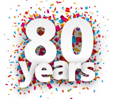 Seksen yıl kağıt konfeti işareti.