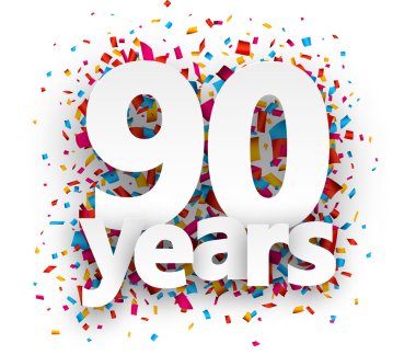 Doksan yıl kağıt konfeti işareti.