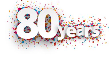 Seksen yıl kağıt konfeti işareti.