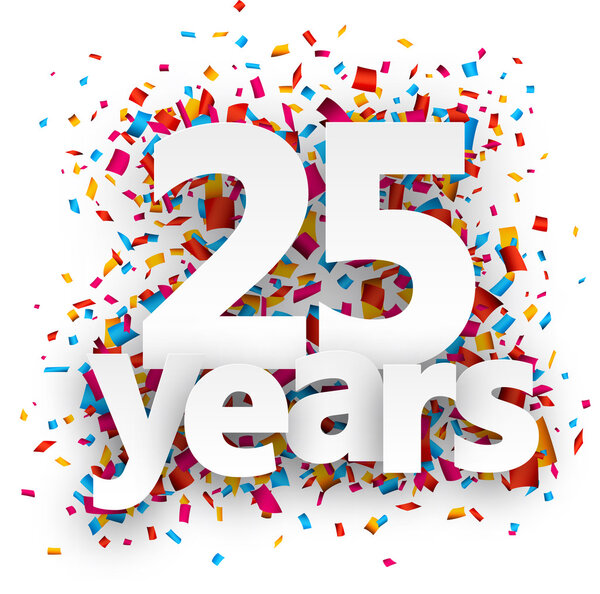 Двадцать пять лет бумажных конфетти знак
.