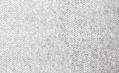 Beyaz kağıda siyah mürekkeple basılmış yoğun yarım tonlu nokta dokusunun aşırı yakın çekimi. Ayrıntılı ve küçük düzensizliklere sahip tek bir ızgara..