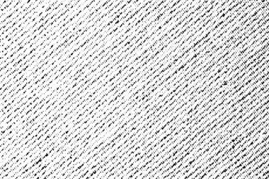 Beyaz kağıt üzerinde temiz çapraz çizgiler halinde dizilmiş küçük siyah mürekkep noktalarından oluşan yarım tonluk bir baskı kalıbı yakalıyor..