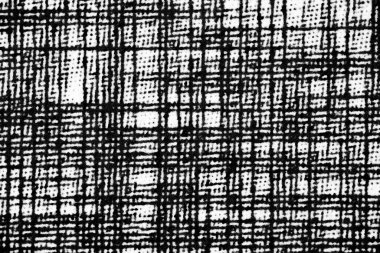 Beyaz kağıt üzerinde siyah mürekkep çizgileri tarafından oluşturulan soyut çapraz desenlerin yakın çekimi, yazıcı kusurlarını gösterir.